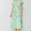 Current Air Midi Dresses-Abstract Floral Printed Midi Dress YELLOWMULTI