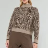 Current Air Knitwear | Sweaters-Abstract Mock Neck Sweater BROWN