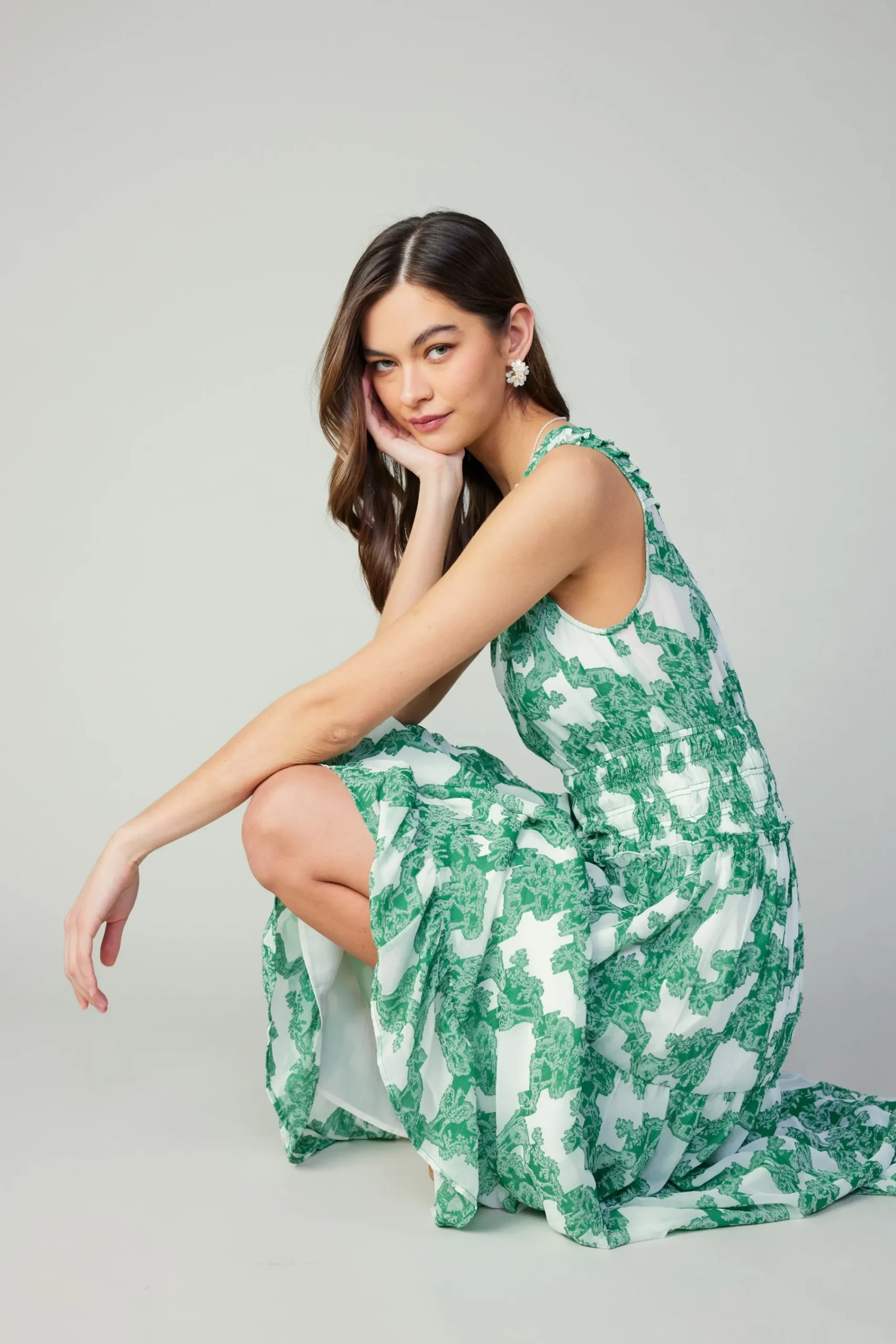 Current Air Midi Dresses-Abstract Motif Maxi Dress DEEPMINT