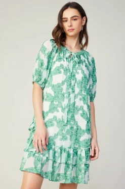 Current Air Mini Dresses-Abstract Motif Mini Dress DEEPMINT
