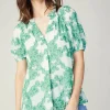 Current Air Short Sleeve Tops-Abstract Motif Top DEEPMINT