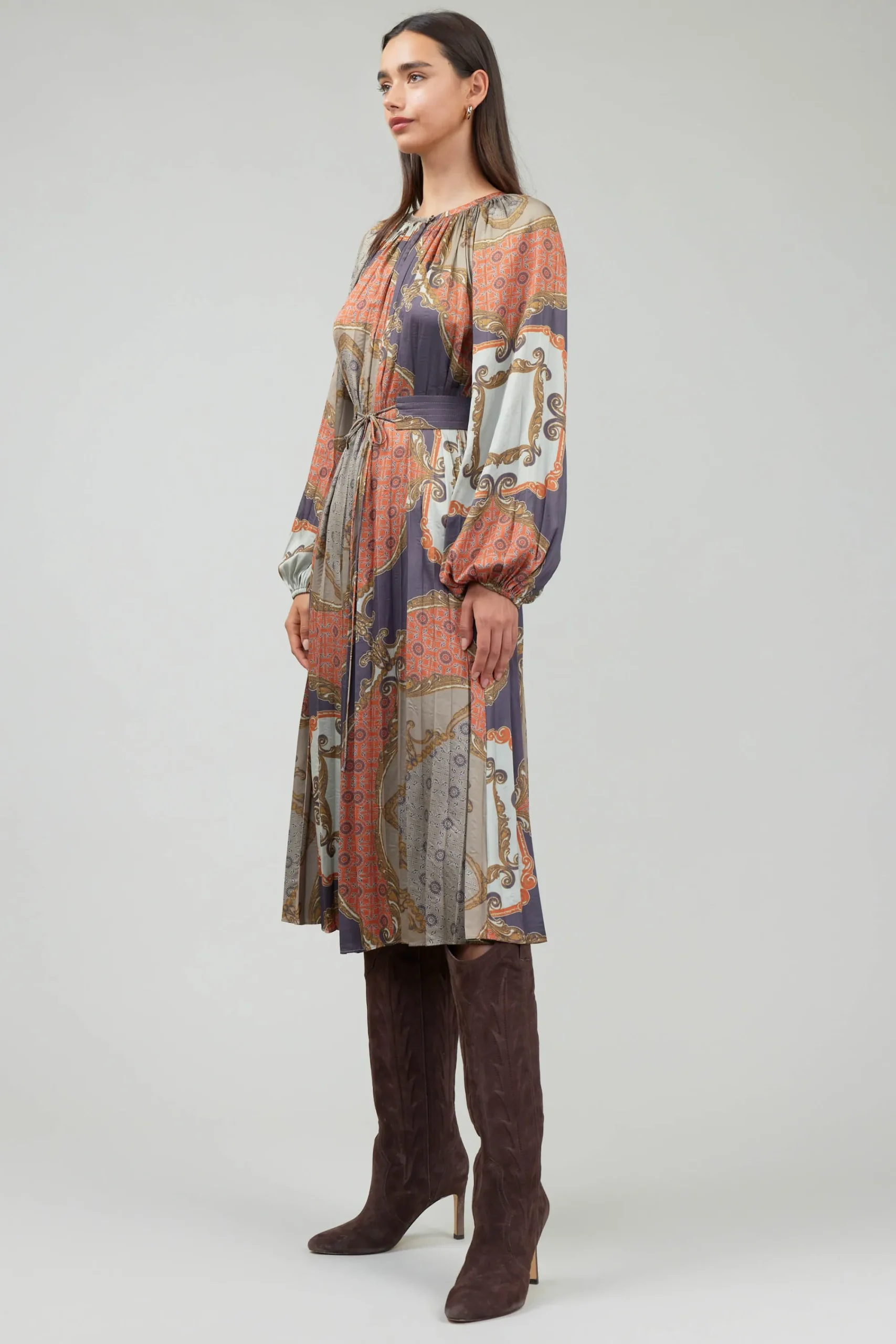 Current Air Midi Dresses-Adelaide Midi Dress BROWNMLT