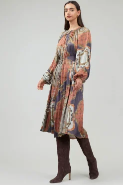 Current Air Midi Dresses-Adelaide Midi Dress BROWNMLT