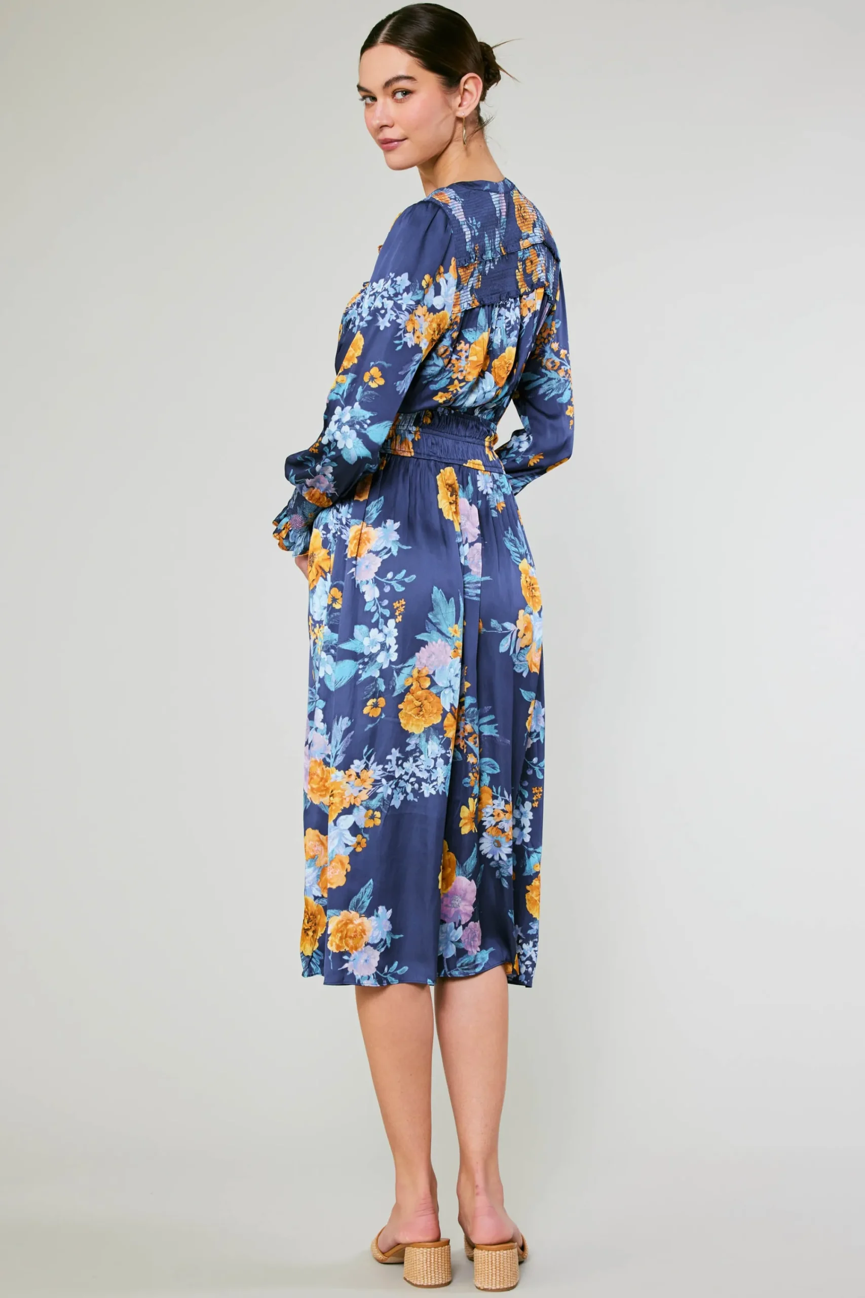 Current Air Midi Dresses-Aida Floral Midi Dress FloralBlueMlt