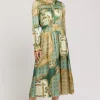Current Air Midi Dresses-Aida Smocked Midi Dress OLIVEMLT