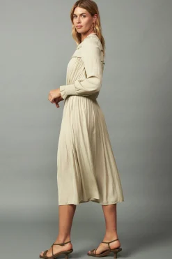 Current Air Midi Dresses-Aida Smocked Midi Dress TAUPE