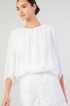 Current Air Long Sleeve Tops-Alessia Dolman Sleeved Blouse WHITE