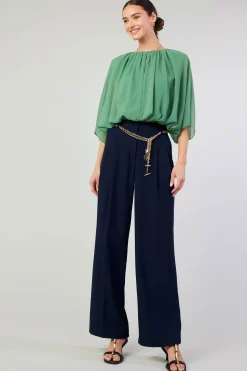 Current Air Long Sleeve Tops-Alessia Dolman Sleeved Blouse LEAFGREEN