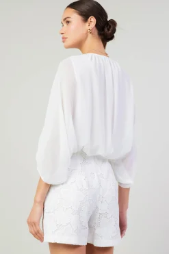 Current Air Long Sleeve Tops-Alessia Dolman Sleeved Blouse WHITE