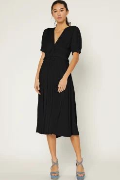 Current Air Maxi Dresses-Amelia Pleated Maxi Dress BLACK