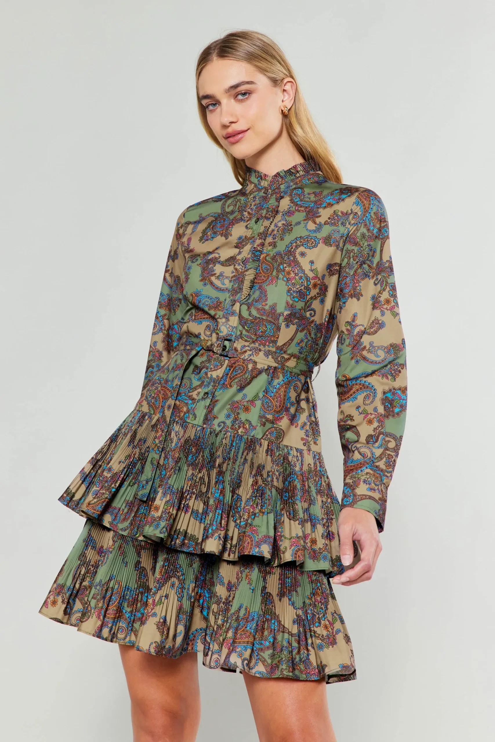 Current Air Mini Dresses-Anberlin Mini Dress TAUPEPAISLEY
