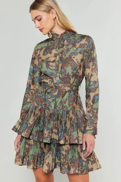 Current Air Mini Dresses-Anberlin Mini Dress TAUPEPAISLEY
