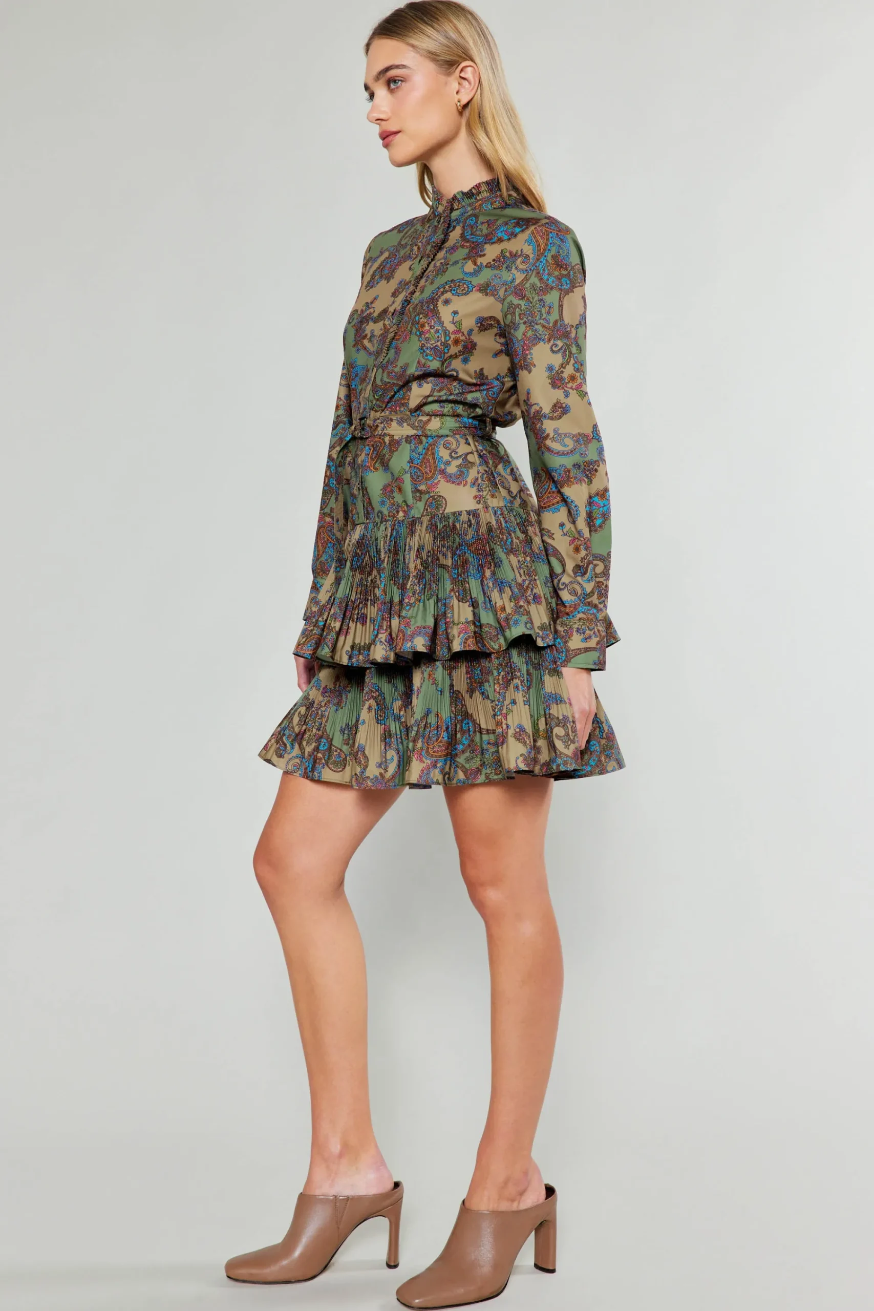 Current Air Mini Dresses-Anberlin Mini Dress TAUPEPAISLEY