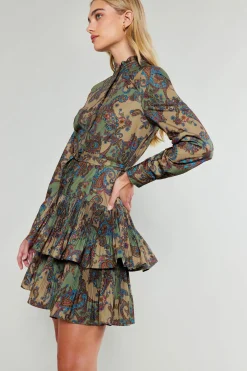 Current Air Mini Dresses-Anberlin Mini Dress TAUPEPAISLEY