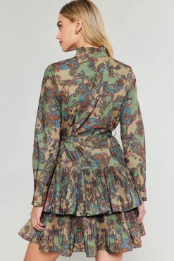 Current Air Mini Dresses-Anberlin Mini Dress TAUPEPAISLEY