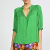 Current Air Short Sleeve Tops | Long Sleeve Tops-Angelica Pleated Blouse SPRINGGREEN