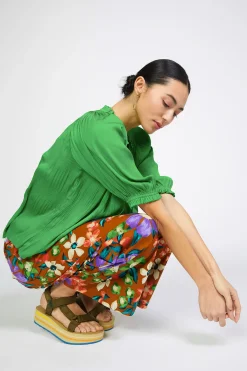 Current Air Short Sleeve Tops | Long Sleeve Tops-Angelica Pleated Blouse SPRINGGREEN