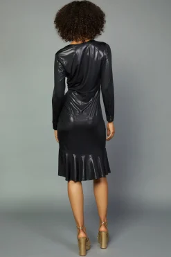 Current Air Mini Dresses-Asymmetrical Button Dress BLACK