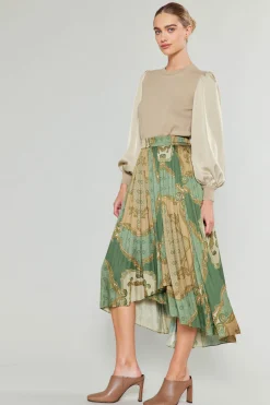 Current Air Skirts-Asymmetrical Vintage Print Skirt OLIVEMLT