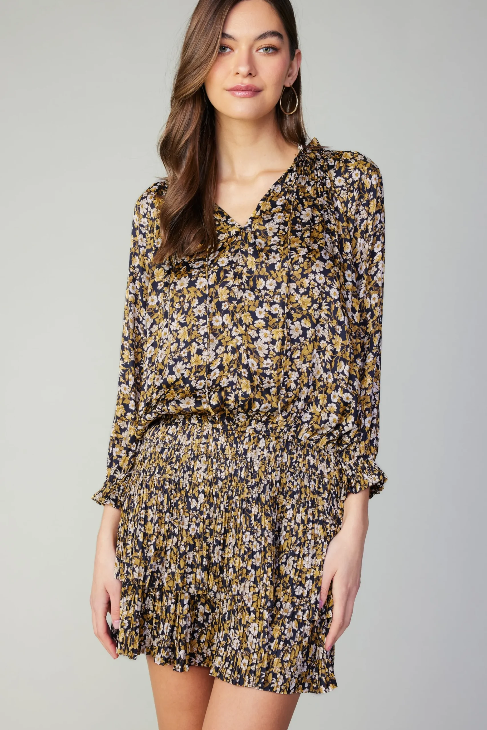 Current Air Mini Dresses-Aurelie Floral Print Mini Dress BLACKFLORAL