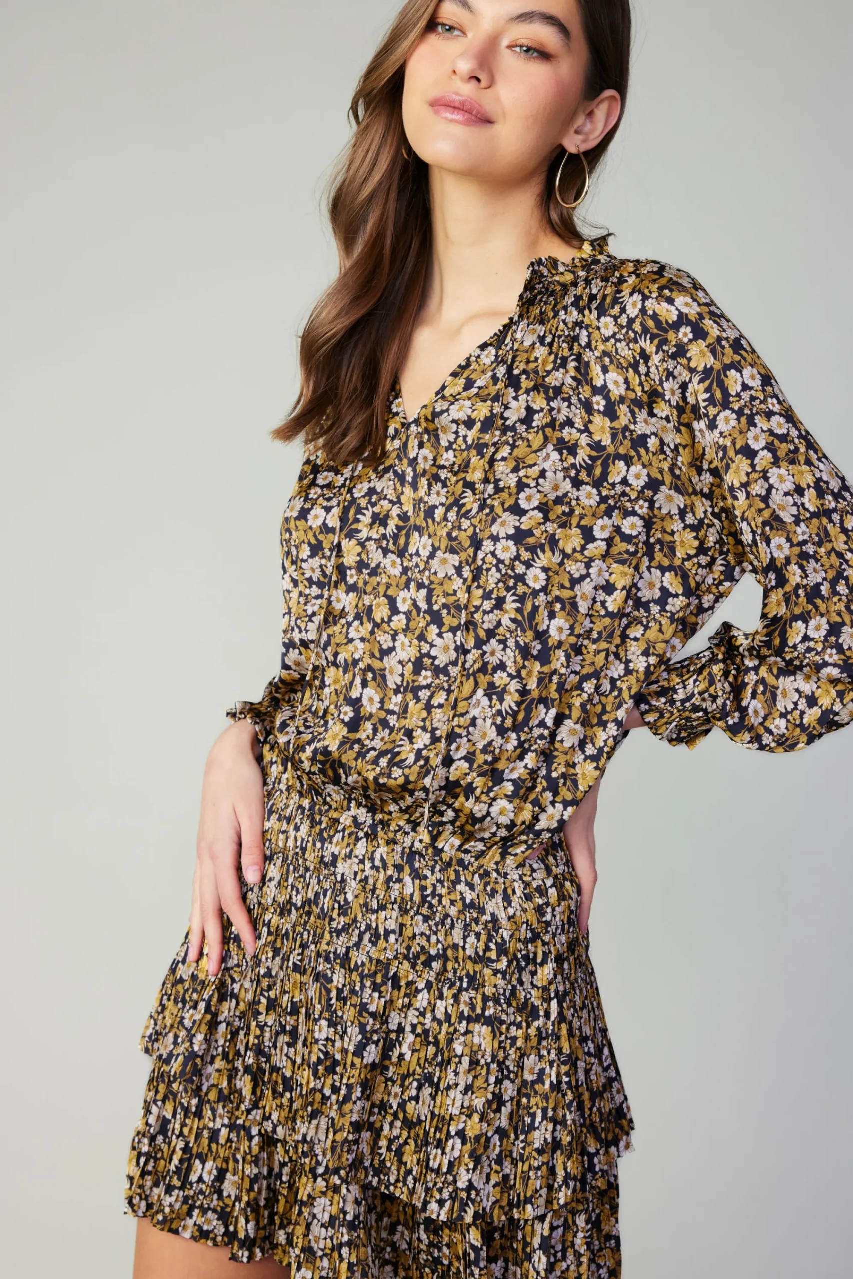 Current Air Mini Dresses-Aurelie Floral Print Mini Dress BLACKFLORAL