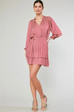 Current Air Mini Dresses-Aurelie Pleated Mini Dress ROSE