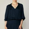 Current Air Mini Dresses-Aurelie Pleated Mini Dress DARKNAVY