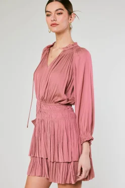 Current Air Mini Dresses-Aurelie Pleated Mini Dress ROSE