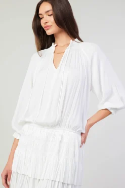 Current Air Mini Dresses-Aurelie Pleated Mini Dress WHITE