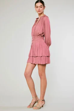 Current Air Mini Dresses-Aurelie Pleated Mini Dress ROSE