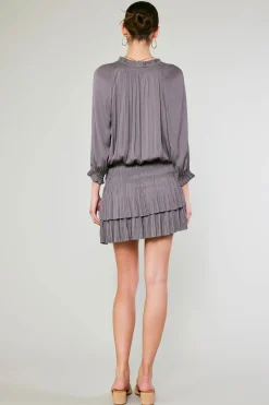 Current Air Mini Dresses-Aurelie Pleated Mini Dress TAUPEGREY