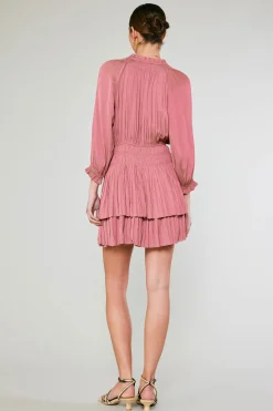 Current Air Mini Dresses-Aurelie Pleated Mini Dress ROSE