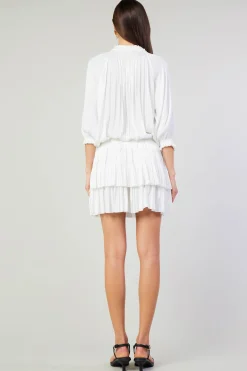 Current Air Mini Dresses-Aurelie Pleated Mini Dress WHITE