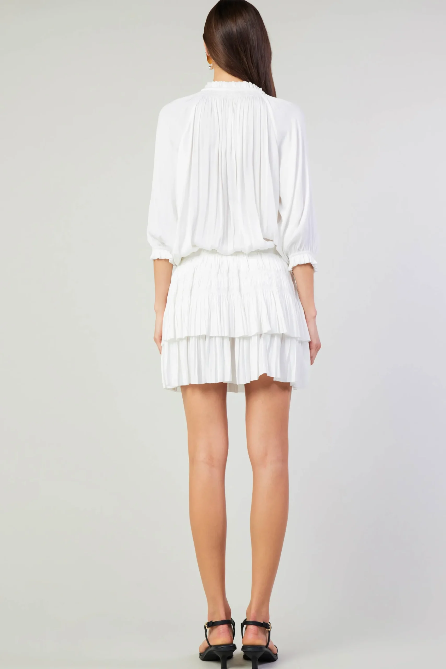 Current Air Mini Dresses-Aurelie Pleated Mini Dress WHITE