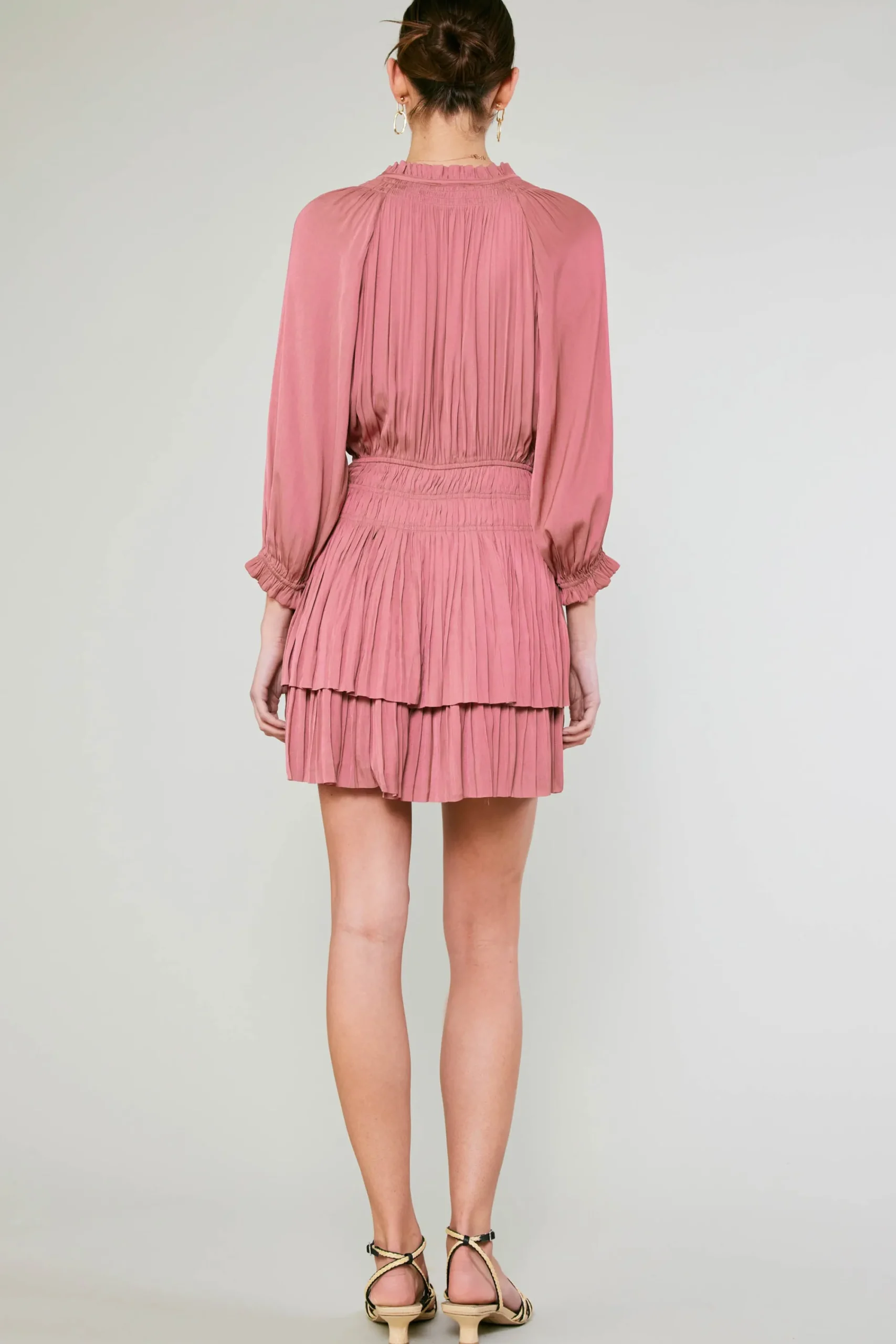 Current Air Mini Dresses-Aurelie Pleated Mini Dress ROSE