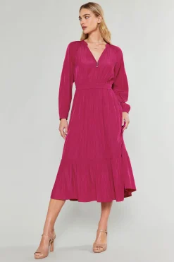 Current Air Midi Dresses-Belle Midi Dress DEEPFUCHSIA