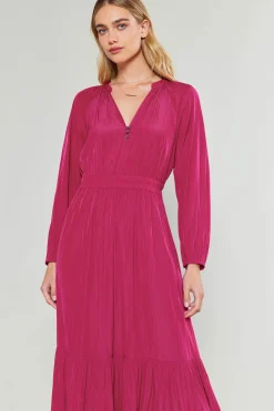 Current Air Midi Dresses-Belle Midi Dress DEEPFUCHSIA