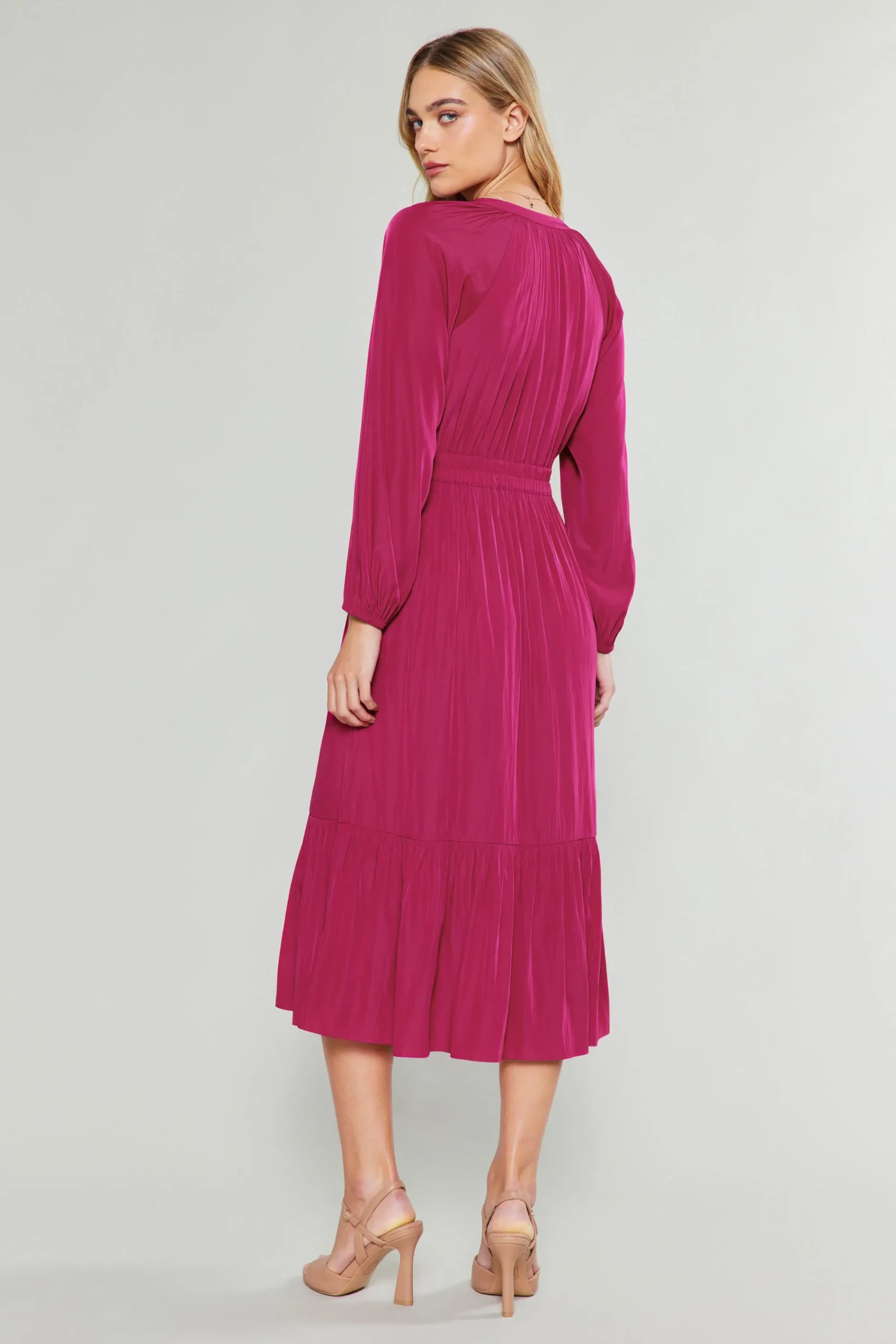 Current Air Midi Dresses-Belle Midi Dress DEEPFUCHSIA