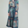 Current Air Maxi Dresses | Midi Dresses-Belted Abstract Midi Dress GREENMLT