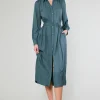 Current Air Midi Dresses-Belted Buttondown Shirt Dress FORESTGREEN