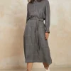 Current Air Skirts-Belted Chambray Midi Skirt WASHEDBLACK