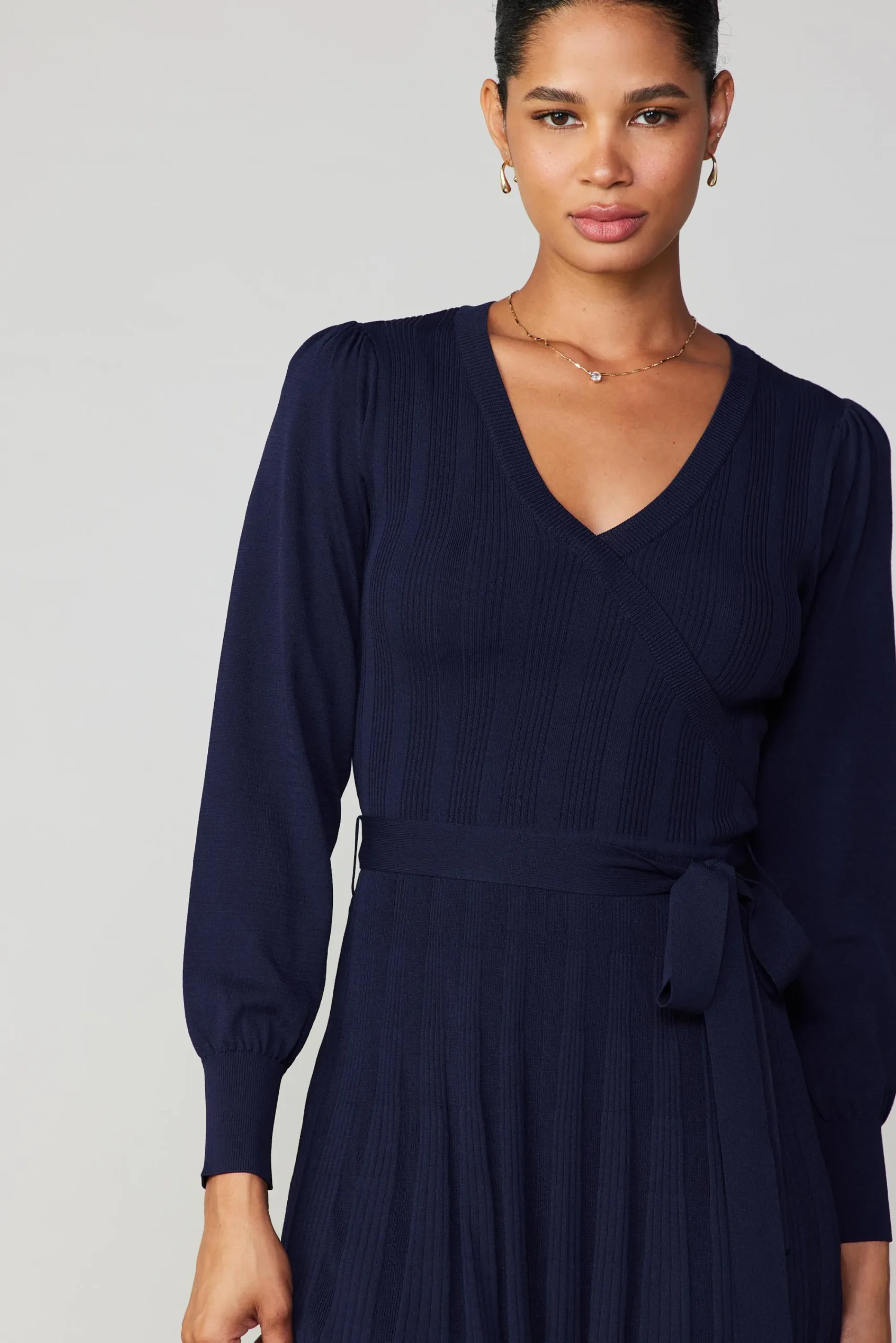 Current Air Knitwear | Mini Dresses-Belted Knit Mini Dress NAVY