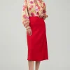 Current Air Skirts-Bias Midi Skirt RED