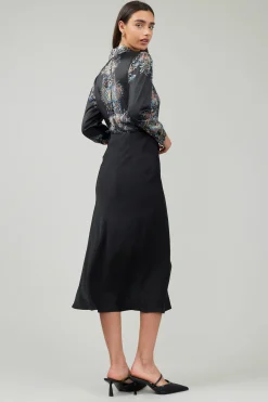 Current Air Skirts-Bias Midi Skirt BLACK