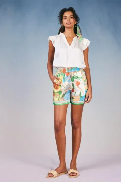 Current Air Shorts-Border Print Floral Block Shorts FLORALSTRIPEMLT