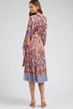 Current Air Midi Dresses-Botanical High Neck Dress CHESTNUTMLT