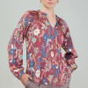 Current Air Long Sleeve Tops-Botanical Pleated Blouse CHESTNUTMLT