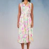 Current Air Midi Dresses-Botanical Watercolor Midi Dress PINKMLTFLORAL