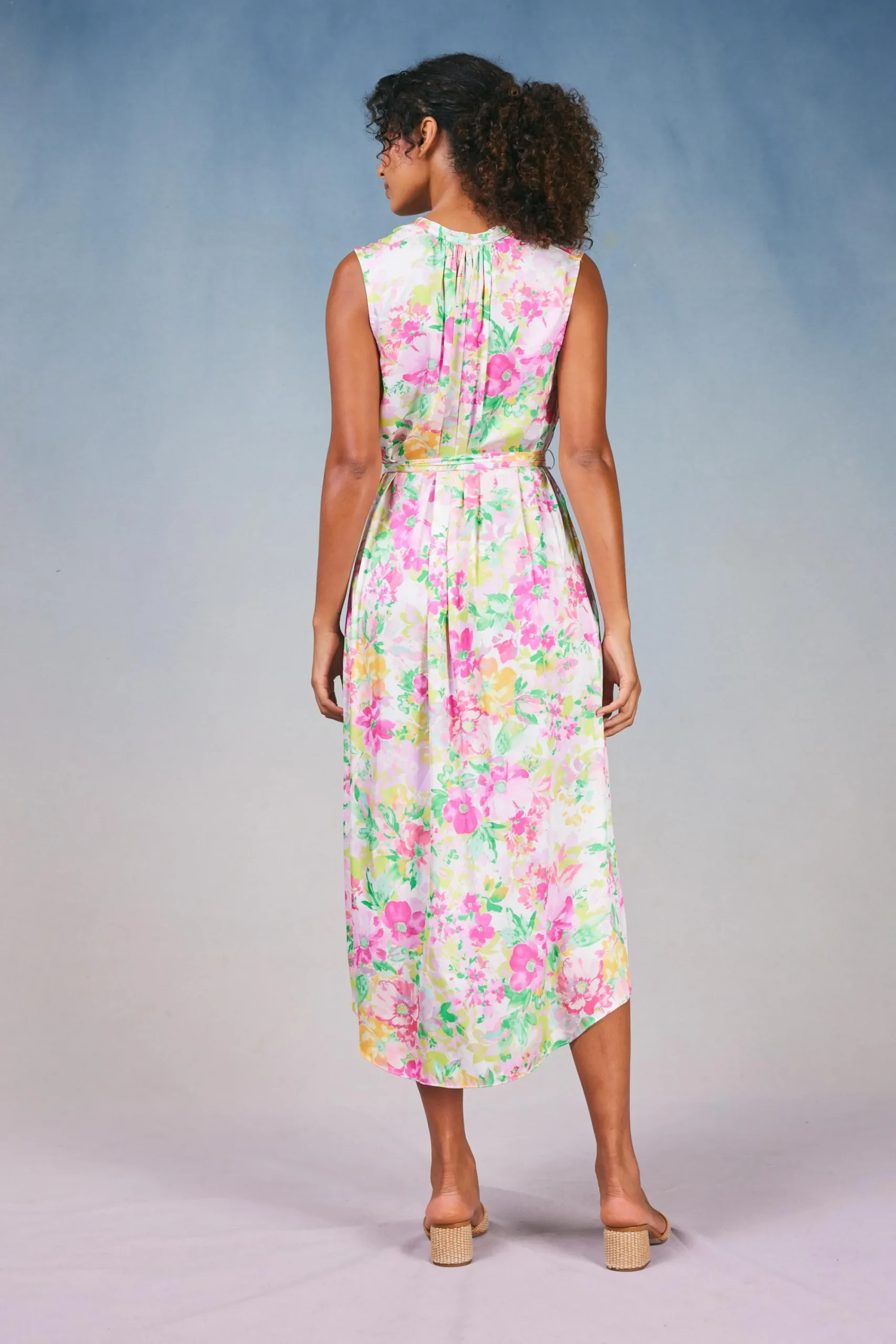 Current Air Midi Dresses-Botanical Watercolor Midi Dress PINKMLTFLORAL