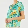 Current Air Short Sleeve Tops-Brooklyn Crinkle Top AQUA